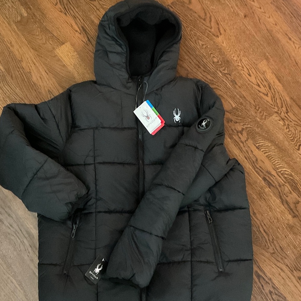 Spyder Black Quilted Hooded Jacket